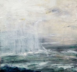 'Veil'. Acrylic and ink on 10x10" wood