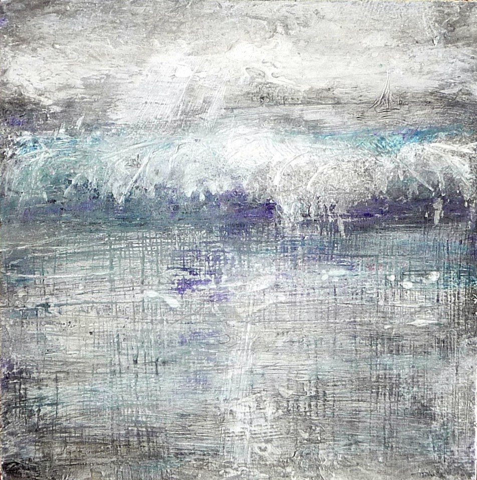 'Wave. North Berwick'. Mixed media on 5x5" wood. Rose Strang 2012
