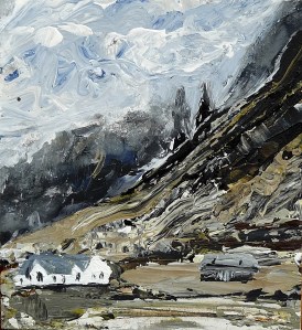 Eigg Series No 4. Acrylic on 5x4 inch wood