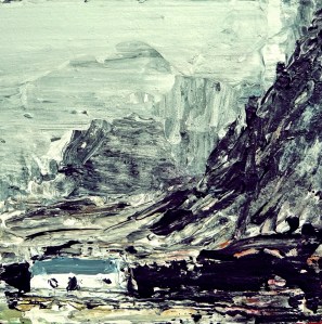 Eigg Series. No 5. Acrylic on 5x5 inch wood