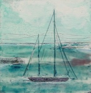 Eigg Series. No. 13. Ink, gesso and varnish on 5x5" wood