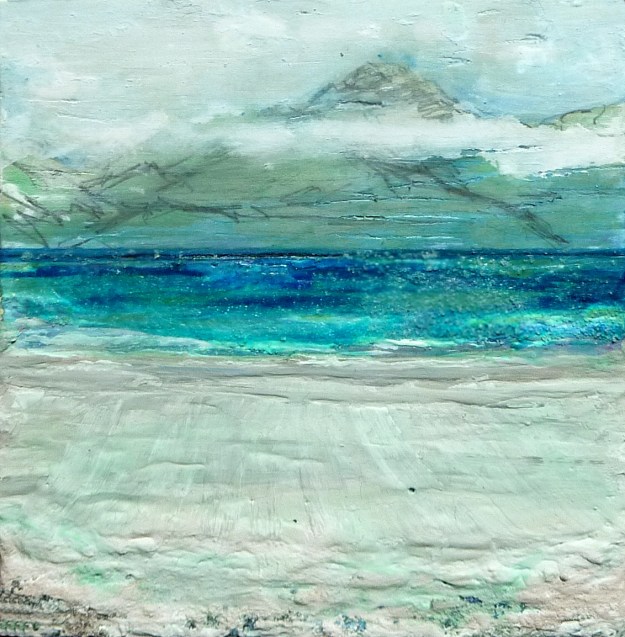 Eigg Series No. 18. Acrylic and ink on 5x5" wood