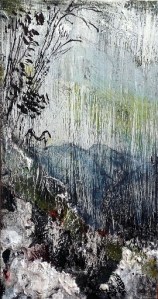 North (1). Mixed media on 11.5x6” wood panel. Rose Strang 2015