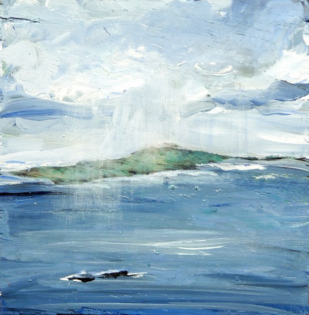 Eigg Series No. 30. Ink and acrylic on 5x5" wood