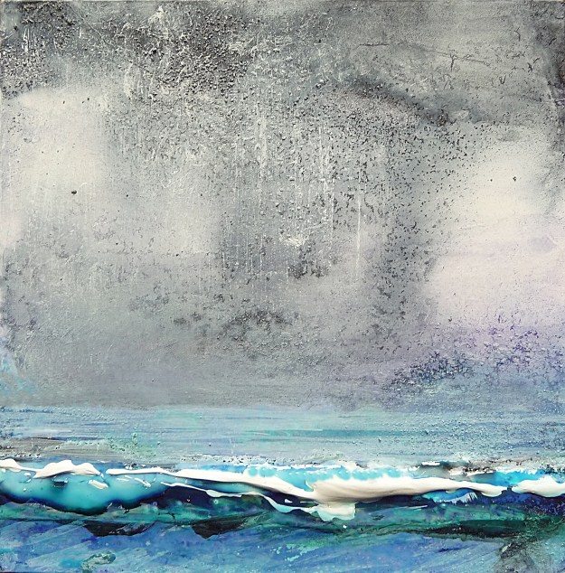 Eigg Series No. 39. Ink and acrylic on 5x5"wood