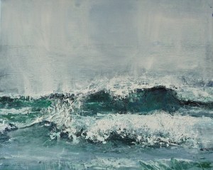Sold. 'Wave, Singing Sands Bay'. Acrylic on 20x16" canvas. Rose Strang 2014