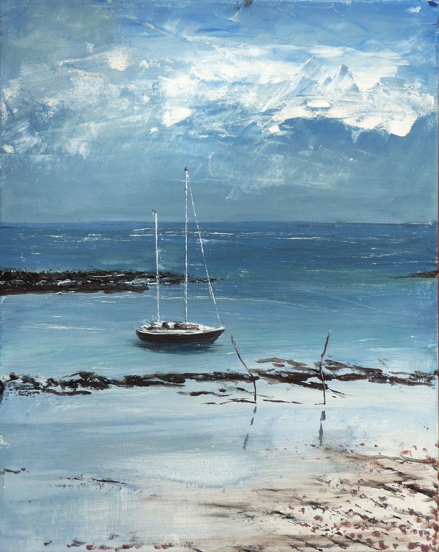 'Boat in Pier Harbour 1'. Acrylic on 20x16" canvas