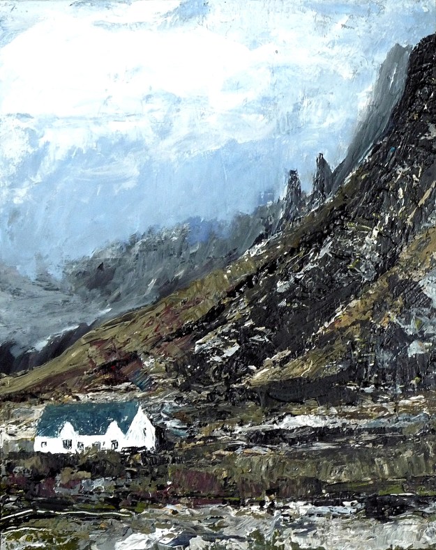 'Cliffs of Cleadale'. Acrylic on 20x16" canvas