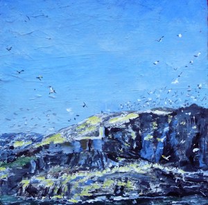 'Lighthouse'. Acrylic on 10x10" wood