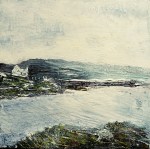 Sold. 'Harris (Sea Loch 3)' Mixed media on 10x10" wood. Rose Strang 2016