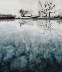 Sold. 'Canalscapes 3'. Acrylic on 14x11" wood panel. Rose Strang 2017