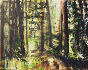 'Glentress'. Acrylic on 20x16" canvas. Rose Strang 2014