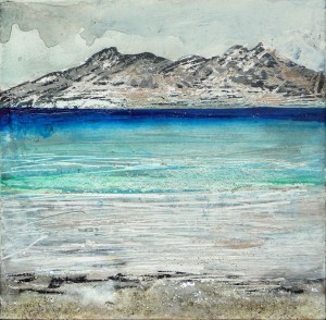 'September  2014 Eigg Series. No. 3' Ink and varnish on 5x5" 