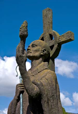 Statue of St Aidan at Lindisfarne Priory