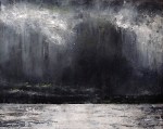 Sold. 'Stormy Sky, Lindisfarne'. Mixed media on 20x15" canvas. Rose Strang 2014