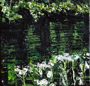 ‘Water Reflections (River Tweed) 2’. Acrylic on 5×5″ wood