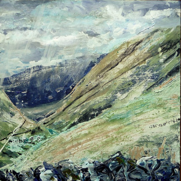 'Moffat Hills (2)'. Acrylic and ink on 10x10" wood panel