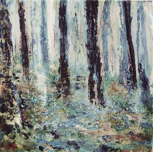 'Glentress'. Acrylic on 5x5" wood. Rose Strang 2015