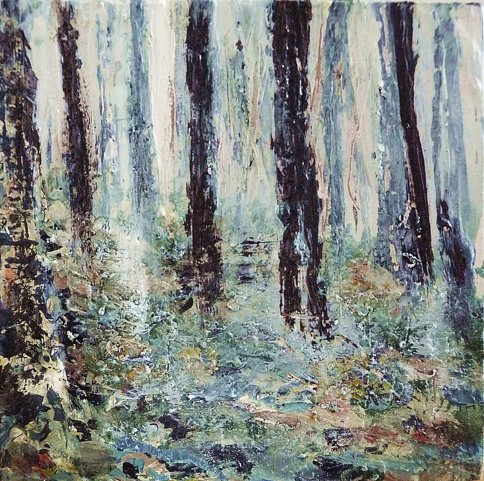 'Glentress'. Acrylic on 5x5" wood. Rose Strang 2015