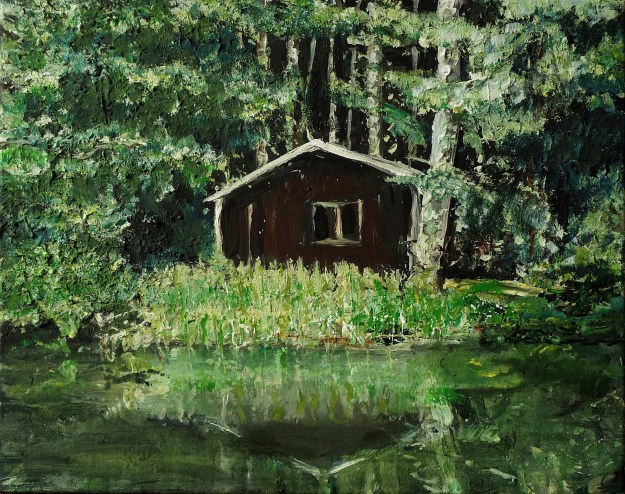 'Wood Cabin, (Leithen) 2'. Acrylic on 20x16" canvas