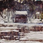 Lake. Mixed media on 3x3" wood. Rose Strang 2015