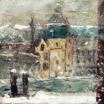 Quayside Mills, Leith Mixed media on 7x7"” wood panel. Rose Strang 2015