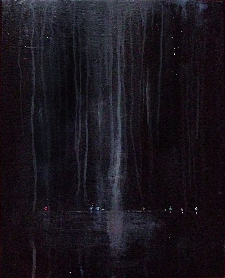 'Nocturn 6'. Mixed media on 20x16" canvas. Rose Strang 2016