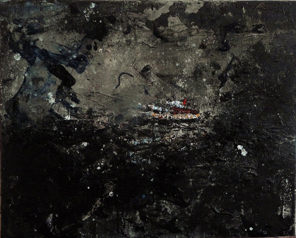 'Nocturn 3'. Mixed media on 20x16" canvas. Rose Strang 2016