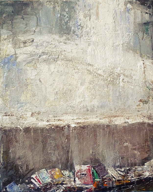 'Old Books, Gosford House'. Mixed media on 20x16" canvas