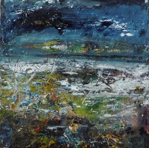 'East Coast'. Mixed media on 10x10" wood panel