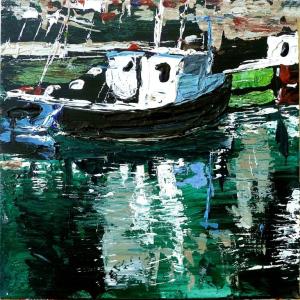 'Crail 1'. Mixed media on 8x8" wood panel. Rose Strang 2016
