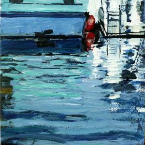 'Crail 4'. Mixed media on 8x8" wood. 