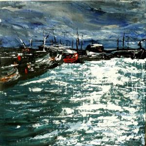 'Pittenweem 1'. Mixed media on 8x8" wood panel