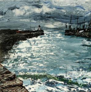 'Pittenweem 2'. Mixed media on 8x8" wood panel