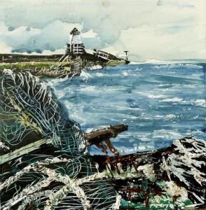 'Pittenweem 3'. Mixed media on 8x8" wood panel