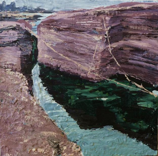 'Seacliff 2'. Mixed media on 8x8" wood panel