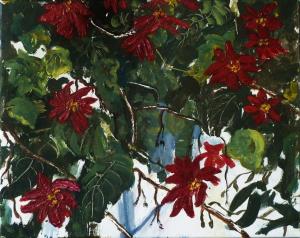 'Bougainvillea (Casares)' Mixed media on 20x16" canvas. Rose Strang 2016
