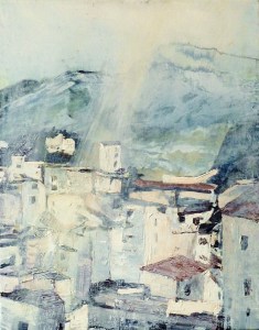 'Casares 3'. Mixed media on 20x16" canvas. Rose Strang 2016.