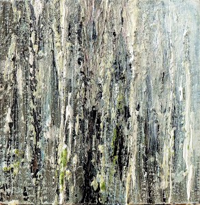 Sold. 'Callanish 2'. Mixed media on 5x5" wood. Rose Strang 2016