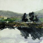 Sold . 'Harris (Sea Loch 2)' Mixed media on 10x10" wood. Rose Strang 2016