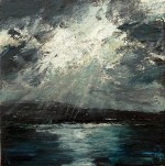 'Ullapool to Stornaway 1'. Mixed media on 5x5" wood