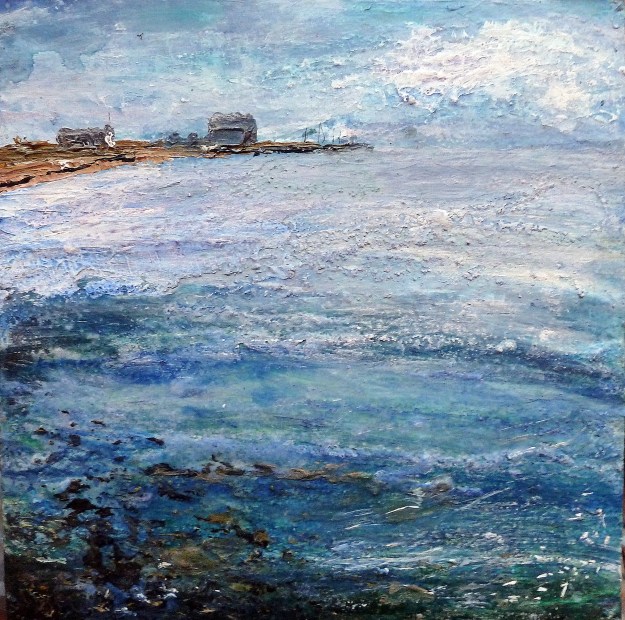 'Elie Bay 2'. Mixed media on 10x10" wood