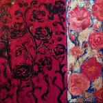 'Damascus Rose 1'. Acrylic on 36x36" wood panel