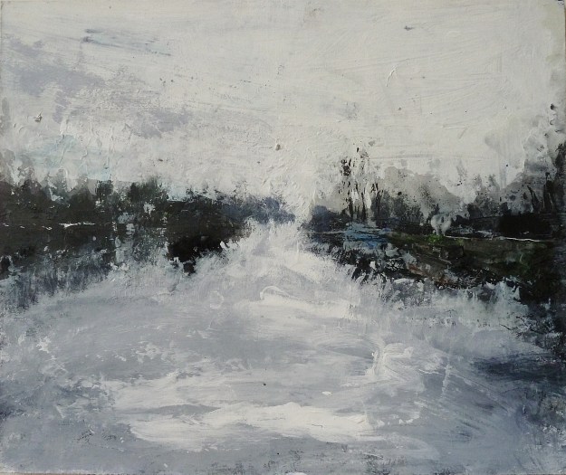 'Canal 2'. Acrylic on 14x12" wood panel.