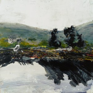 'Harris Sea Loch 2'. Mixed media on 10x10" wood. Rose Strang 2016