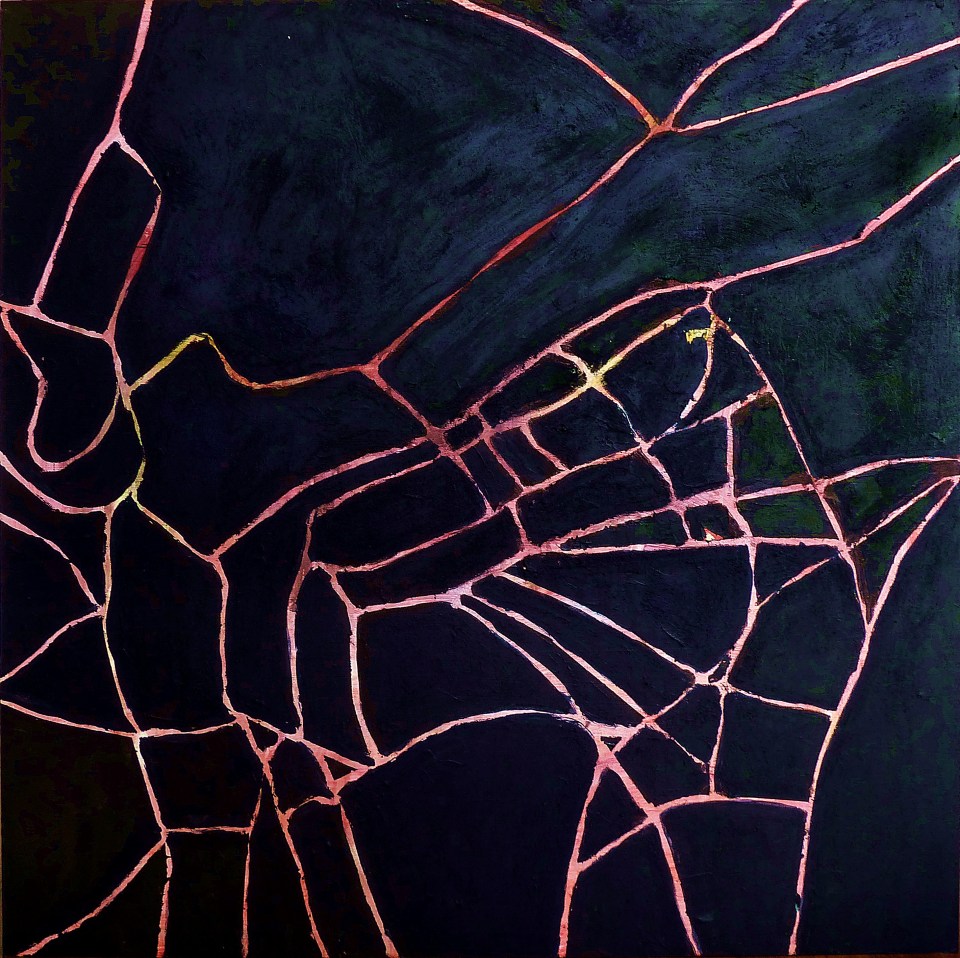 'Damascus Rose 3'. Mixed media on 36x36" wood panel. Rose Strang 2016