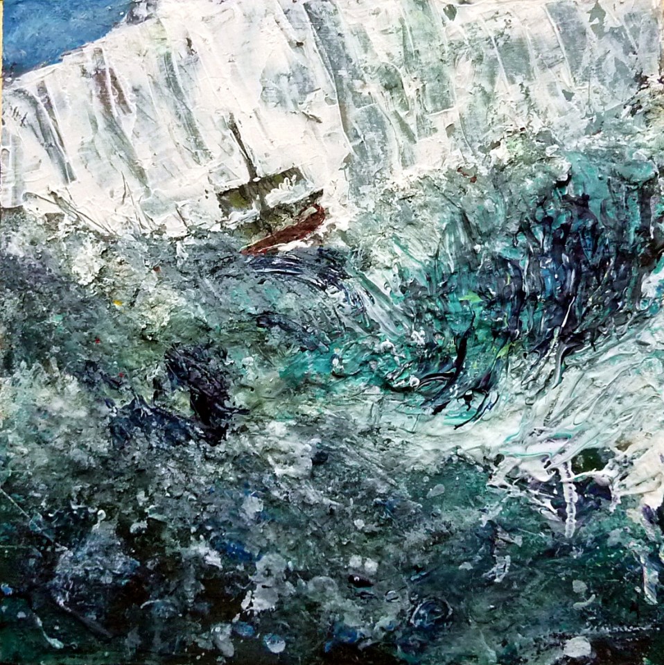 Mixed media on 10x10" wood panel. Rose Strang 2017