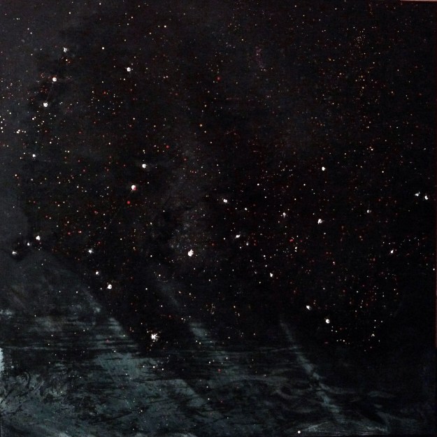 (In progress) January. Nightscape. Oil on 40x40" wood panel. Rose Strang 