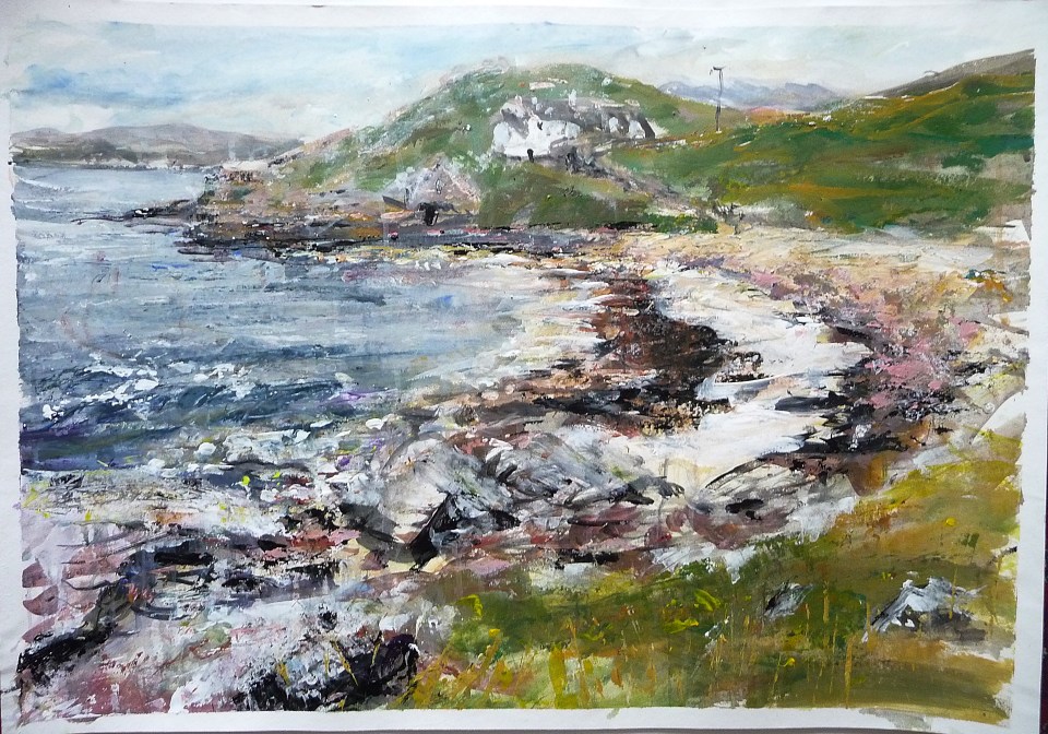 'Coral Beach. Ardban'. Mixed media on 31x22" paper. Rose Strang 2019. £380