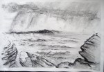 Stormy Sea.Sold. 'Stormy Sea. Ardban'. Charcoal on 31x22" paper. Rose Strang 2019